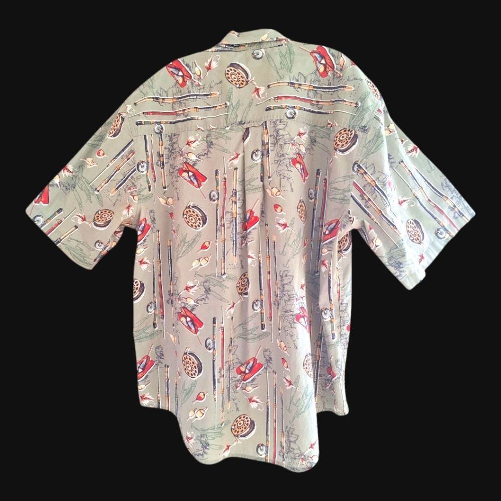 Ivy Crew Fish Theme Button Down 100% Cotton Men’s XXL Classic Short Sleeve Cabin - Picture 2 of 8